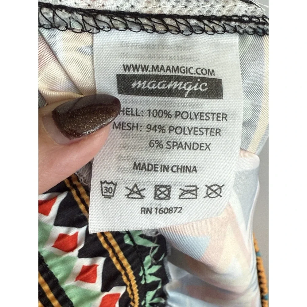 Maamgic Aztec Print‎ Swim Trunks Unlined Men's Size XL Drawstring Fast Shipping